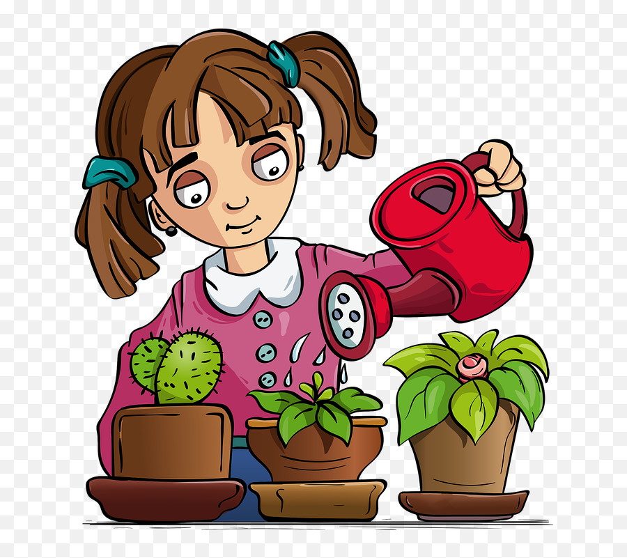 Free Vector Graphic - Girl Waters Flowers Clipart Emoji,Watering Can Emoji