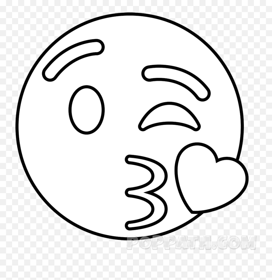 How To Draw A Kiss Emoji - Cats Emoji Black White Drawing,Blowing Kiss Emoji