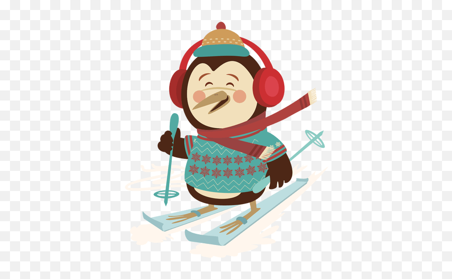 Penguin Skiing Cartoon - Skiing Cartoon Emoji,Skiing Emoji