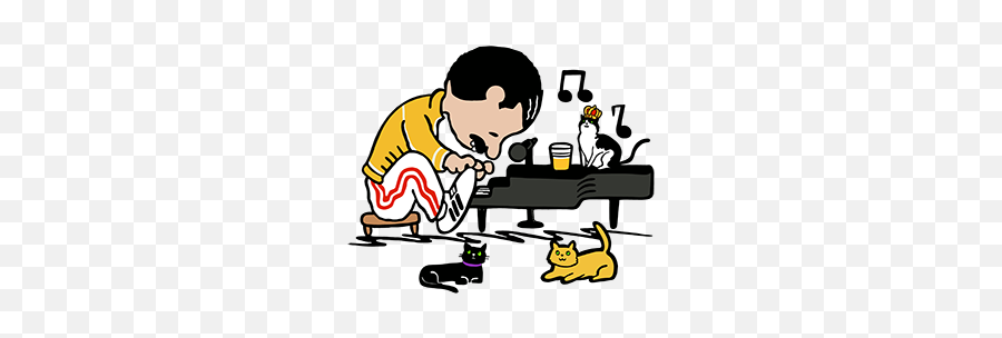 Freddie Mercury Playing Piano With Cats Preanuts Snoopy - Charlie Brown Freddie Mercury Emoji,Mercury Emoji