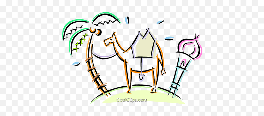 Camel Tied To A Palm Tree In The Desert Royalty Free - Clip Fiction Emoji,Camel Emoji