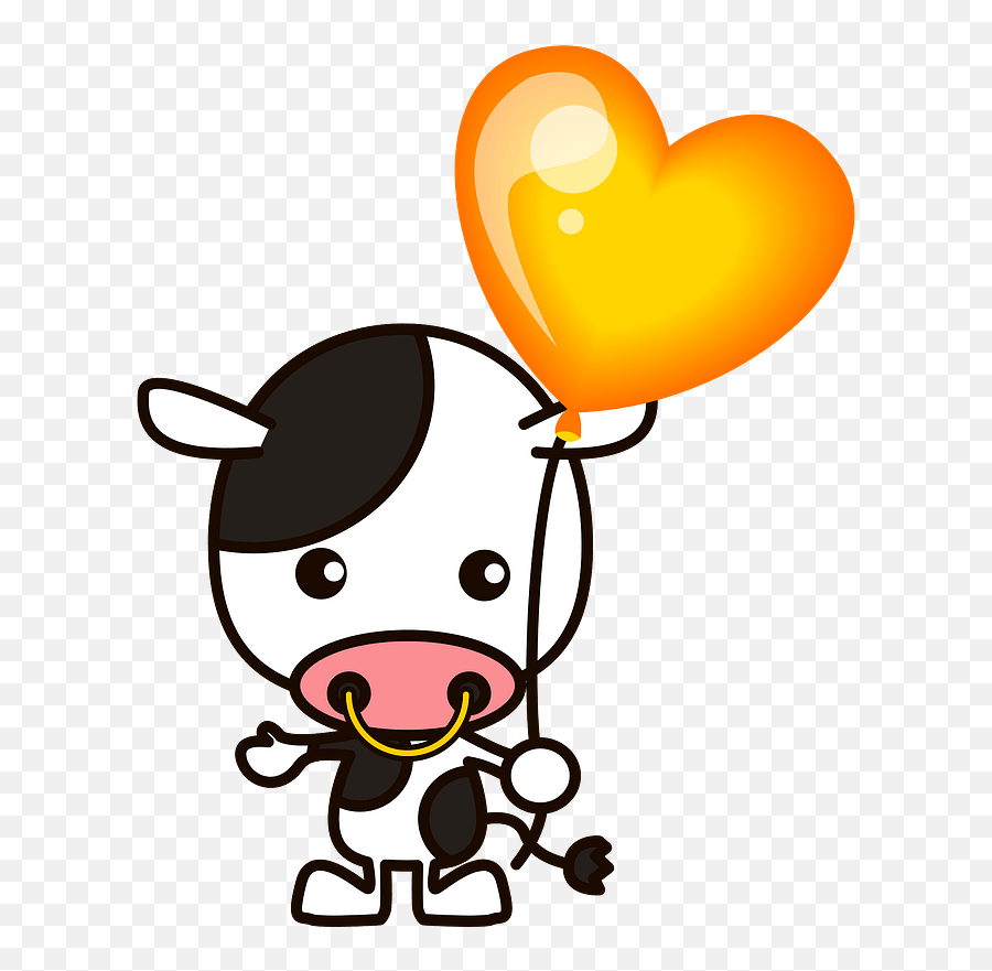 Cow Is Holding A Heart Balloon Clipart Free Download - Cartoon Koala Bear Heart Emoji,Giant Heart Emoji