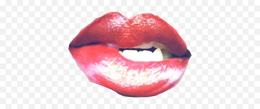 Lips Muah Help Why Random Sticker Red - Tongue Emoji,Bite Lip Emoji