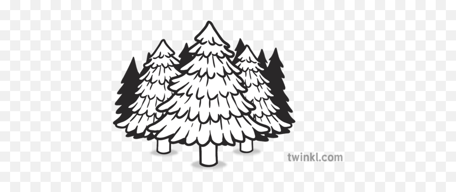 Forest Emoji Tree Emoticon Sms Bw Rgb Illustration - Illustration,Pine Tree Emoji