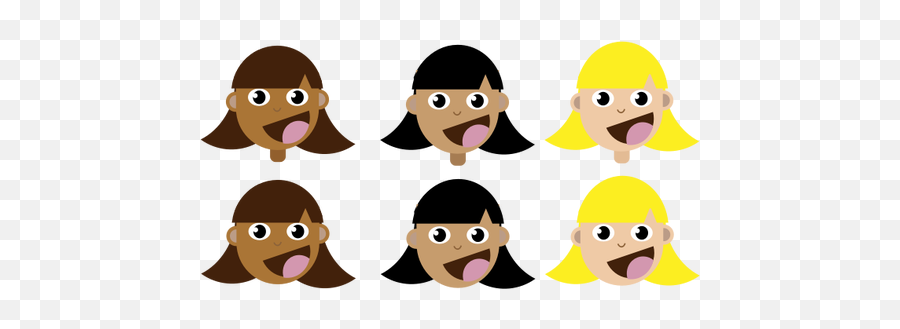 Girls With Opened Mouth - Brown Hair Blond Hair Clipart Emoji,Egg Emoji