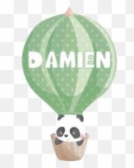 Baby boy personnalised panda animal sticker - TenStickers Hot Air Balloon Emoji