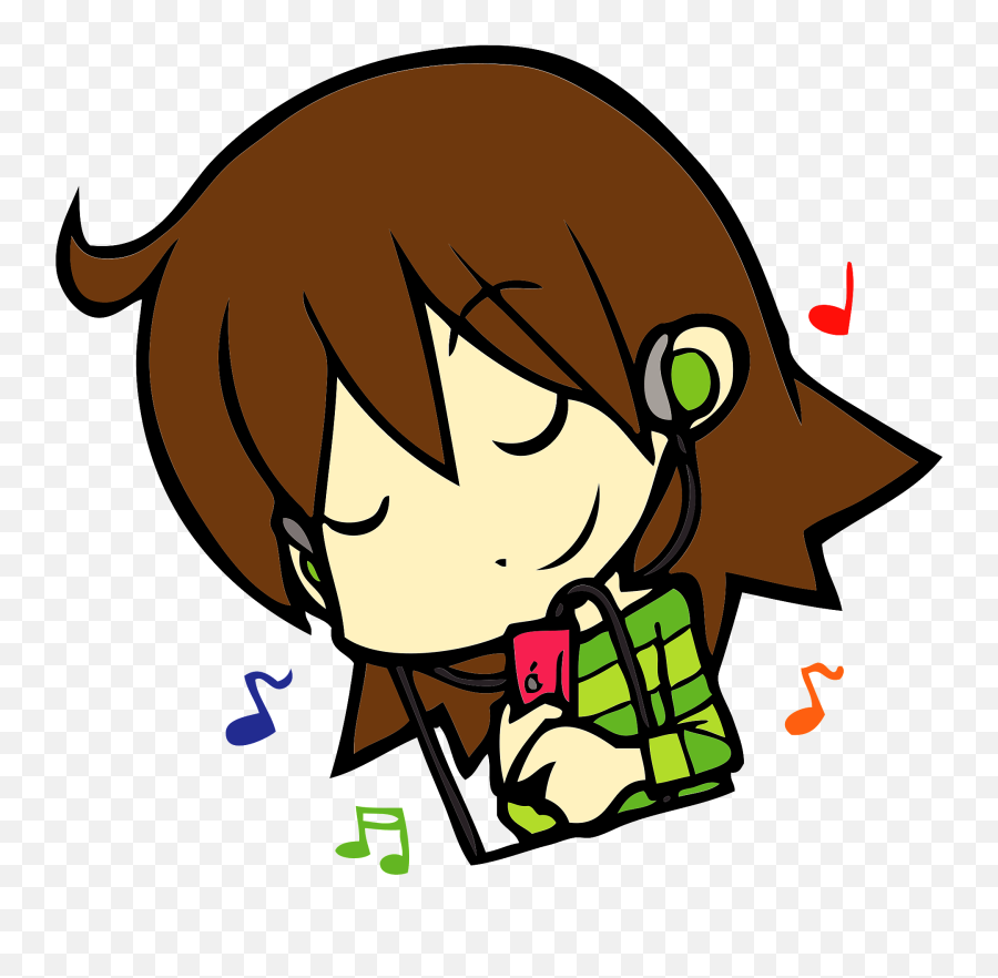 Girl Is Listening Music With Earbuds - Girl Listening To Music Clipart Emoji,Not Listening Emoji