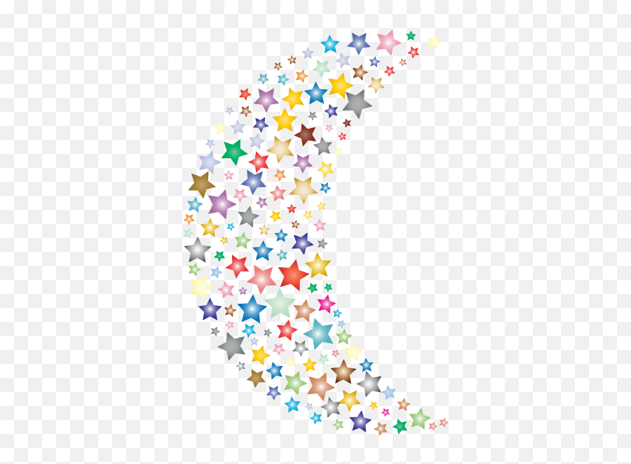 Moon With Colorful Stars - Circle Emoji,Moon And Stars Emoji