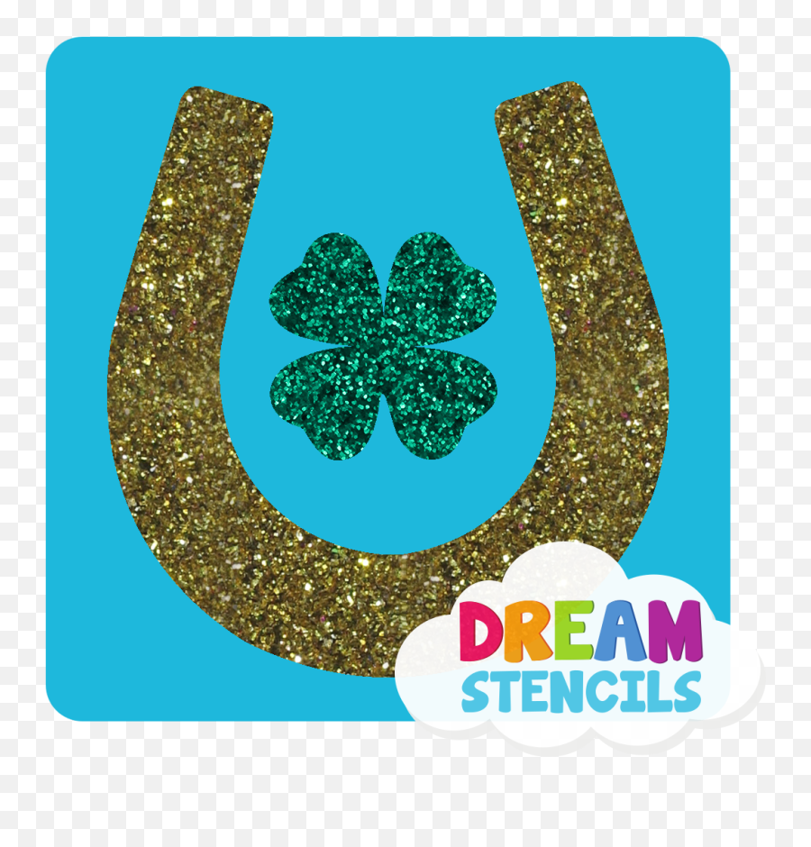 Lucky Horseshoe With Clover Glitter Tattoo Stencil - Hp 5pc Pack Glitter Stencil Emoji,Shamrock Emoji