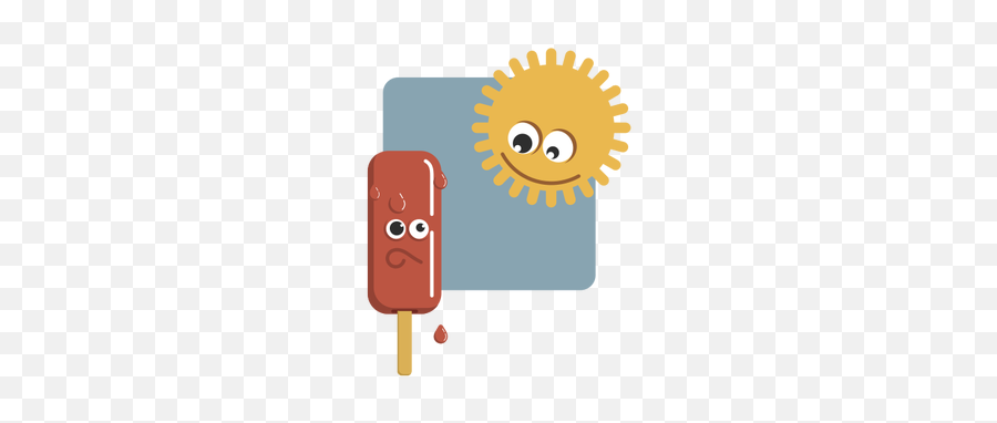 Popsicle And Sun Vector Drawing - Chemical Change Clipart Emoji,Ice Cream Sundae Emoji