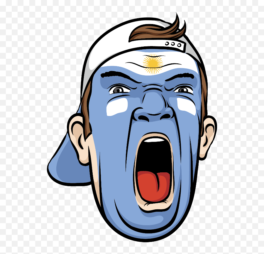 Football Face Argentina Flag Soccer Fan Worldcup Facepa - English Football Fan Cartoon Emoji,Argentina Flag Emoji
