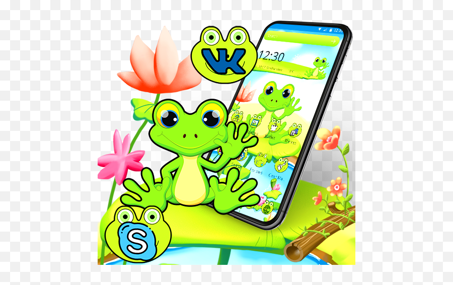 Happy Cute Frog Theme - Cartoon Emoji,Frog Cup Emoji