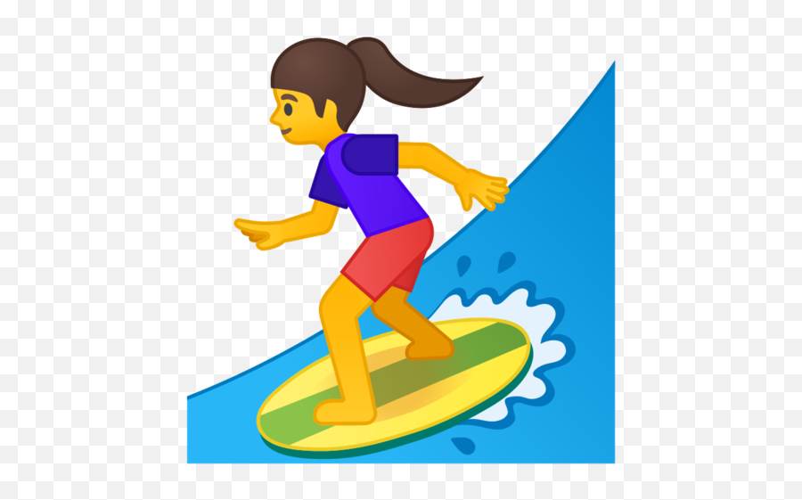 Woman Surfing Emoji - Surf Emoji,Surfer Emoji