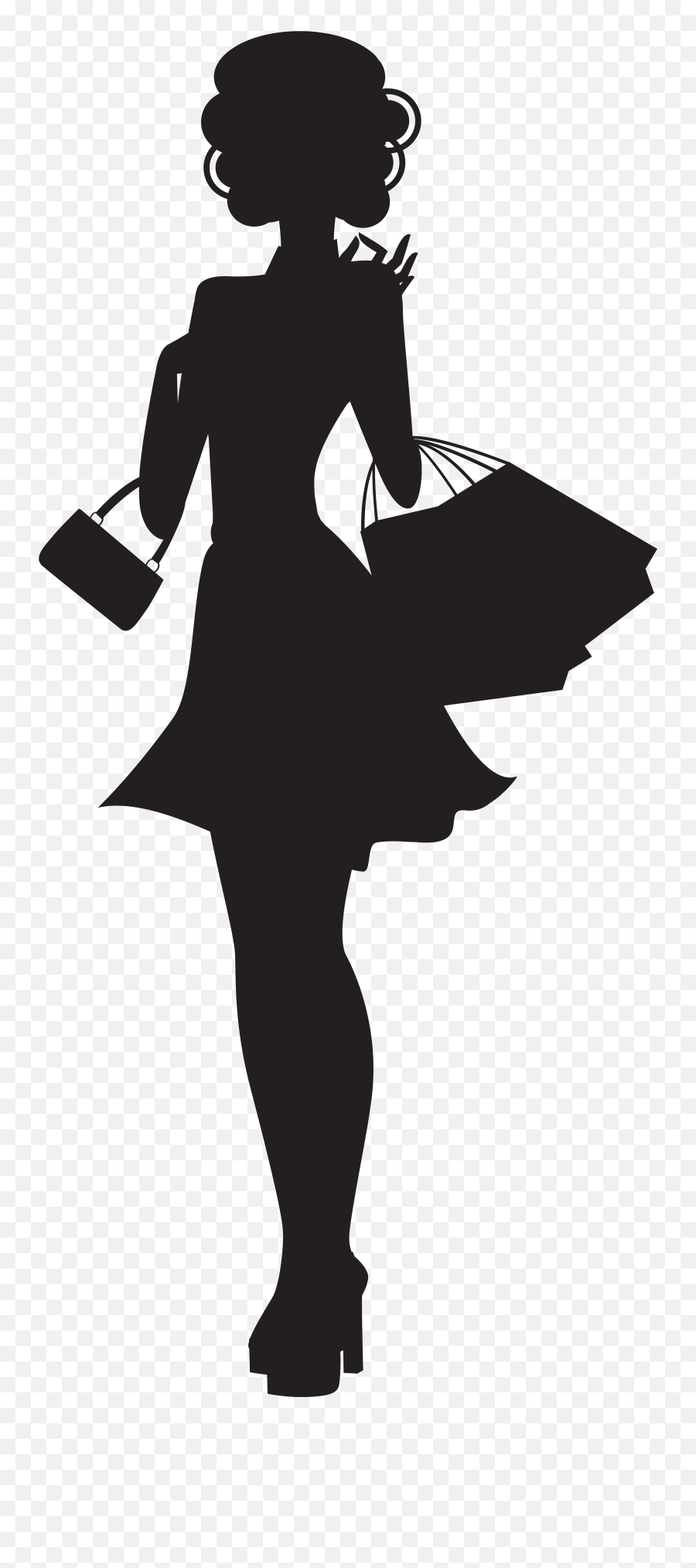 Transparent Woman Shopping Clipart - Shopping Girl Silhouette Png Emoji,Female Shrug Emoji
