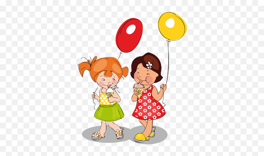 Girls Ballons Ice Cream Kids Sticker - Infantil Imagenes De Niñas Emoji,Two Girls Emoji