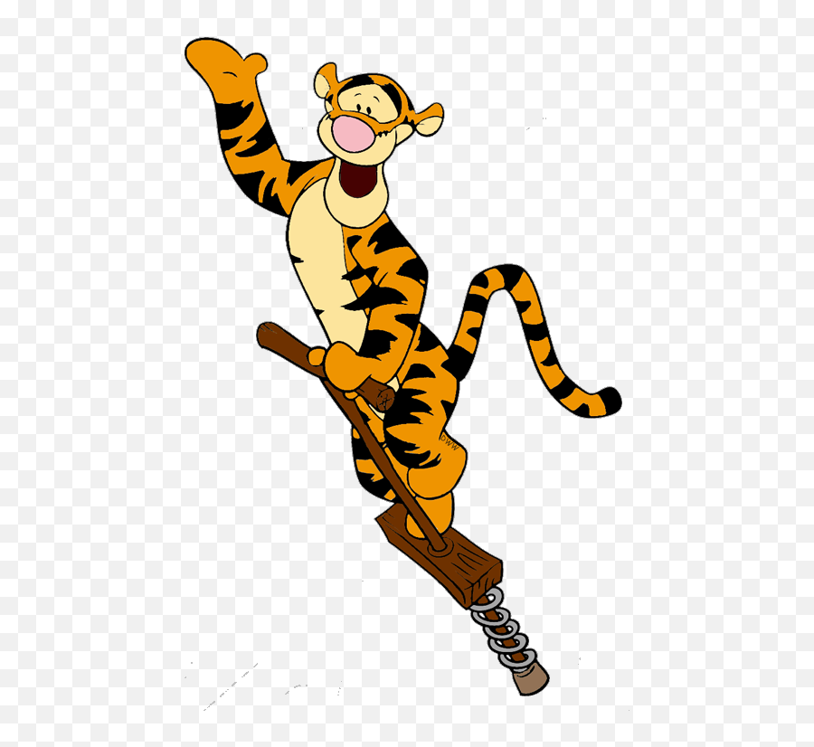 Bouncing - Tigger On A Pogo Stick Clipart Full Size Winnie The Pooh Tigger Jumping Stick Emoji,Lacrosse Stick Emoji
