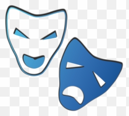 Two Colored Masks - Ancient Roman Theatre Clipart Emoji,Blue Heart Emoji
