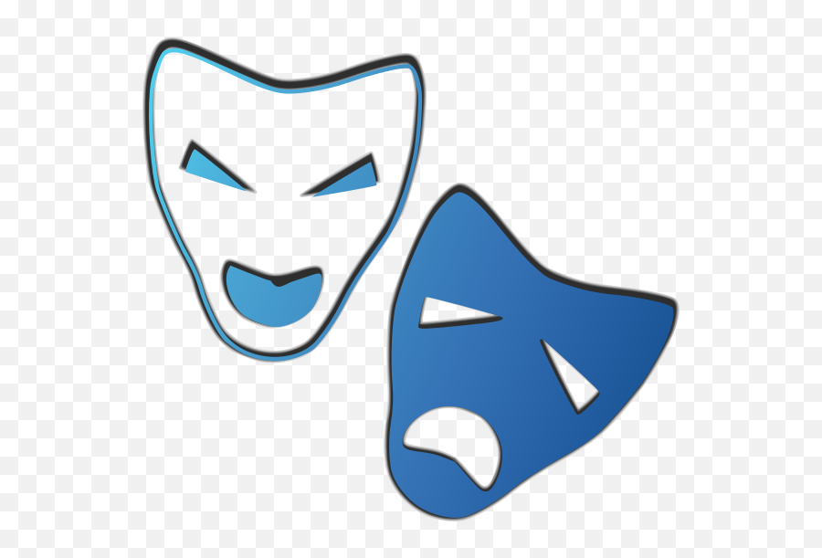 Two Colored Masks - Ancient Roman Theatre Clipart Emoji,Blue Heart Emoji