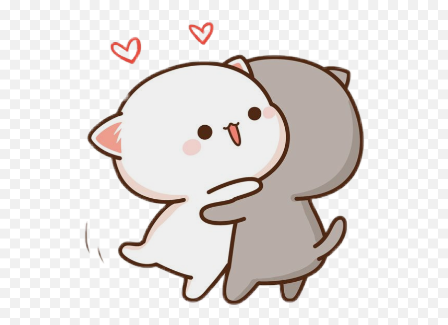 Freetoedit Cute Kawaii Cat Couple Love Hug Cuddle Rest - Chibi Cat Cute Kawaii Drawings Emoji,Cuddle Emoji