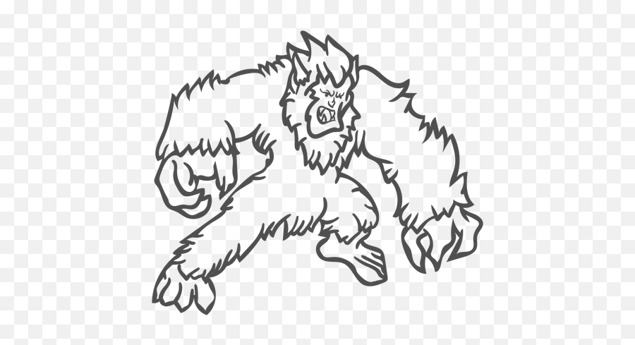 Angry Yeti Posing Outline - Transparent Png U0026 Svg Vector File Outline Werewolf Transparent Background Emoji,Dancing Emoji Facebook