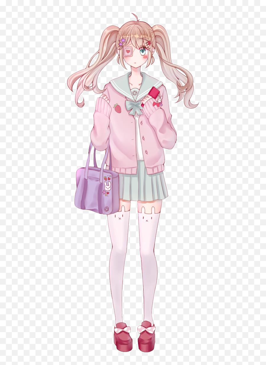 Kawaii Cute Anime Girl Bunny Eyepatch Pastel Pastelgirl - Anime Girl Eyepatch Cute Emoji,Eye Patch Emoji
