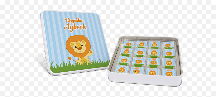 Bebek Çikolatas Kare Metal Kutuda Erkek Bebek Çikolatas - Smiley Emoji,Nazar Boncugu Emoji