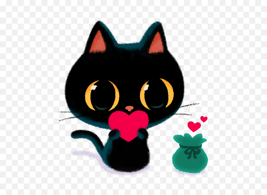 Emoji Set Be My Valentine - Dot,Black Cat Emoji