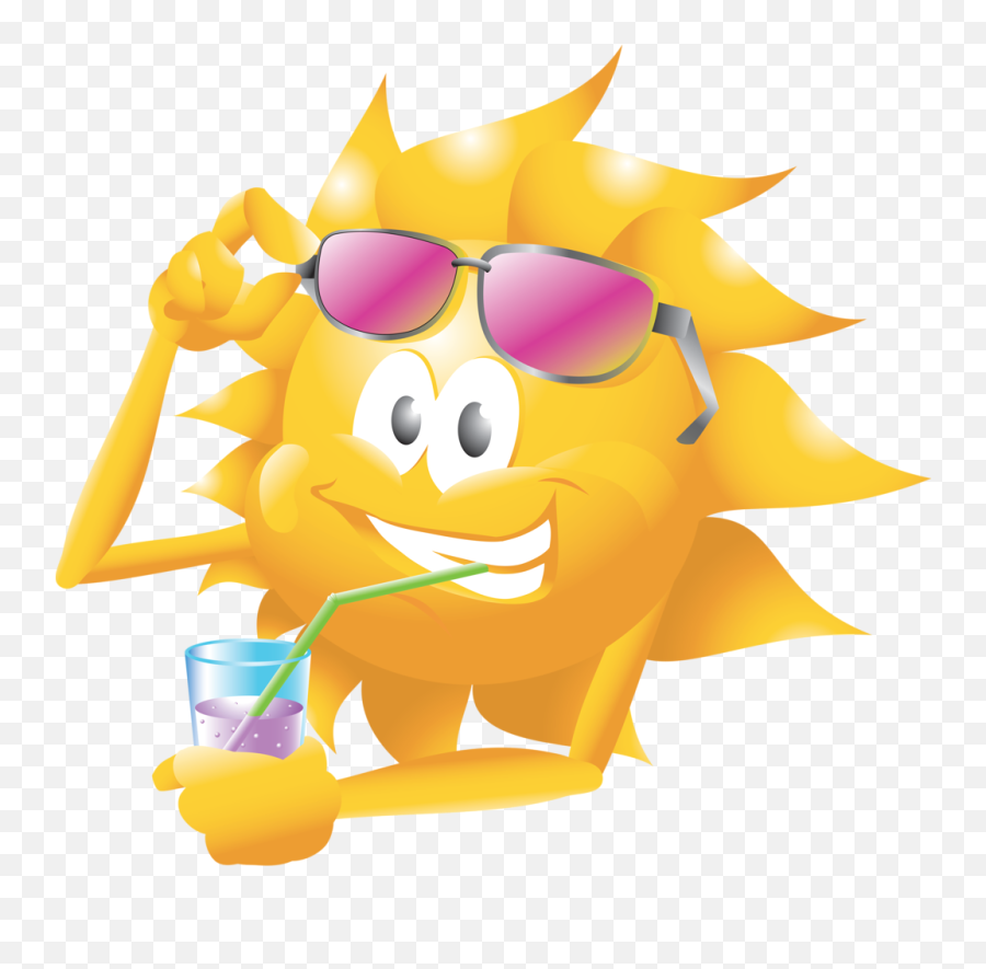 Sun Drinking Transparent Png Image - Sun With Drink Emoji,Sun Fire Emoji