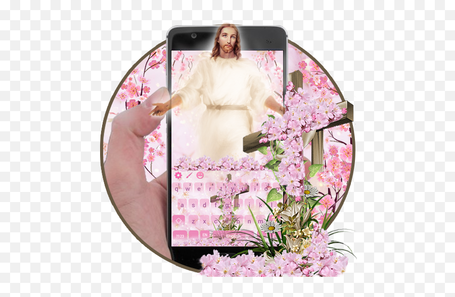 God Christ Cross Cherry Blossom Floral Keyboard - Apps On Cherry Blossom Emoji,Sakura Flower Emoji