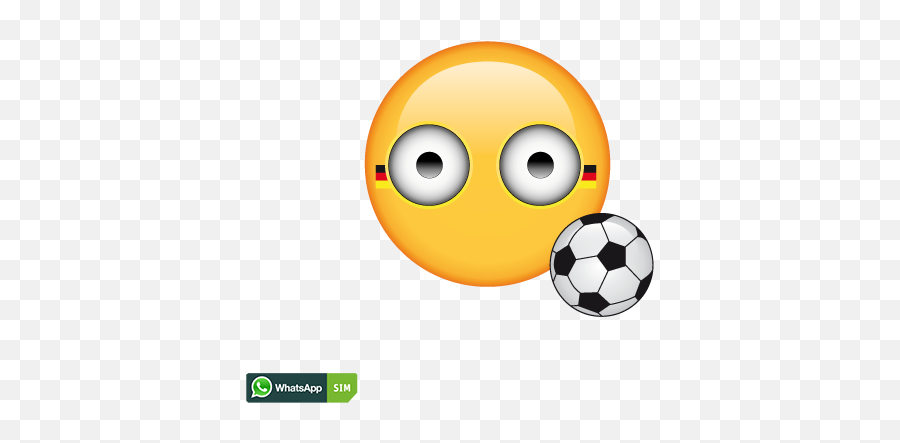 Erstaunter Smiley Mit Fußball Und Deutschland - Flaggenmakeup For Soccer Emoji,Soccer Ball Emoticons