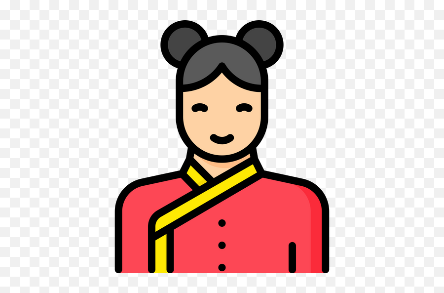 Chinese Woman Icon Of Colored Outline - Clip Art Emoji,Pregnant Male Emoji