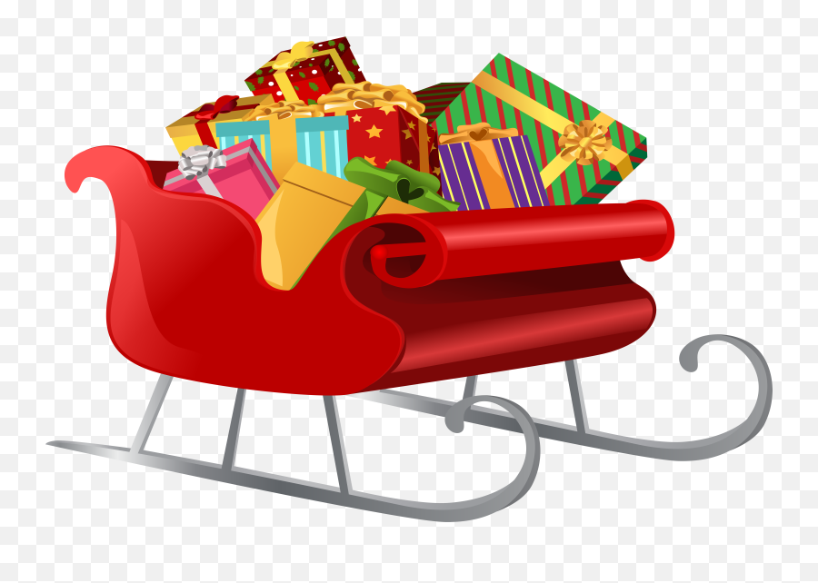 Santa Sleigh Free Christmas Clipart - Christmas Sleigh Clipart Png Emoji,Sleigh Emoji