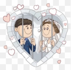 Pregnancy Cartoon 2 Stickers For WhatsApp - Couple In Jail Emoji