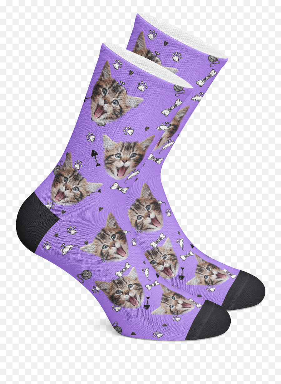 Custom Cat Socks - Personalized Pet Socks Cat Face With Pattern Custom Cat Socks Emoji,Matthew Berry Emoji