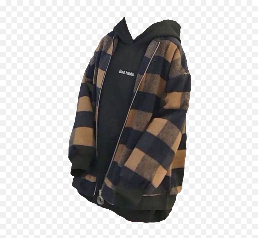 Outfit Aesthetic Flannel Hoodie Sticker - Aesthetic Style Winter Grunge Emoji,Emoji Hoodies