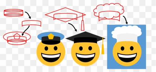 Merge Shapes Intersect - Square Academic Cap Emoji