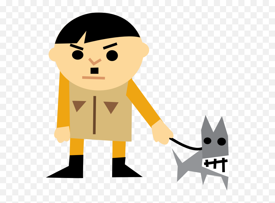 Cartoon Vector Graphics Of A Man With A Dog - Bad Clip Art Emoji,Blush Emoticon