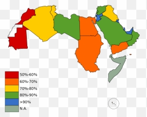 Arab Literacy Rate - Middle East And Africa Map Vector Emoji