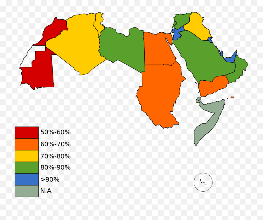 Arab Literacy Rate - Middle East And Africa Map Vector Emoji,Arab Emoji