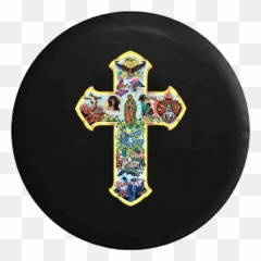 Latino Jesus Cross Religious God Bible Jeep Camper Spare Tire Cover Custom Color - Cross Emoji,Religious Emoji