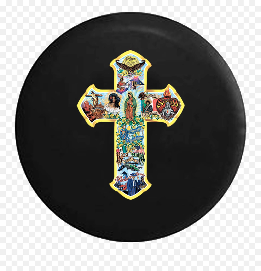 Latino Jesus Cross Religious God Bible Jeep Camper Spare Tire Cover Custom Color - Cross Emoji,Religious Emoji