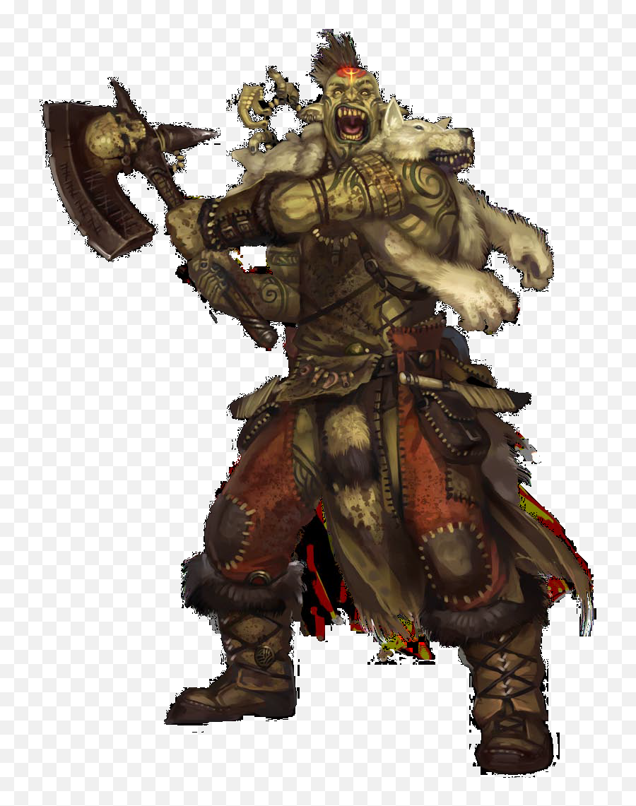 Orc Male Man Fantasy Axe Warrior Armor Fur - Half Orc Barbarian Art Emoji,Orc Emoji