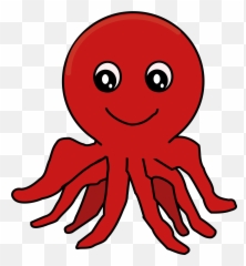 Red Cartoon Octopus - Clipart Octopus Emoji,Octopus Emoji