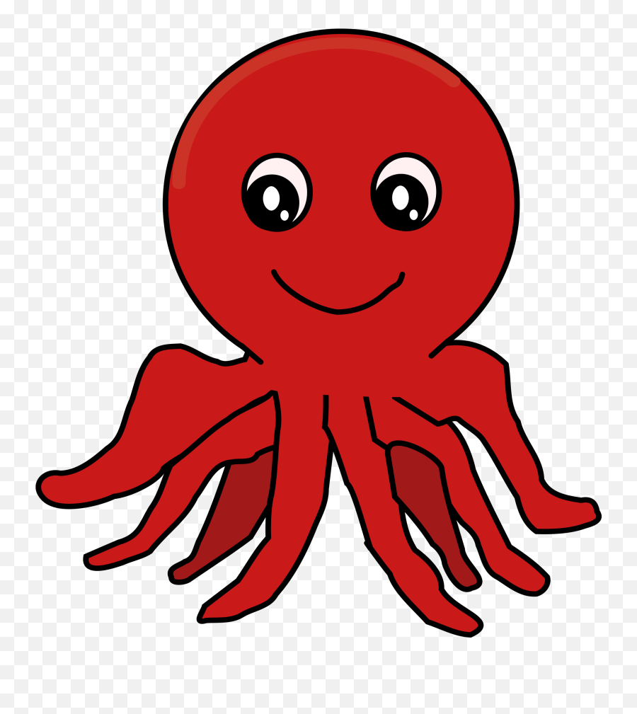 Red Cartoon Octopus - Clipart Octopus Emoji,Octopus Emoji