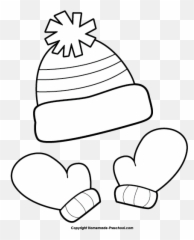 Hat And Gloves Clipart Black White - Mitten Emoji