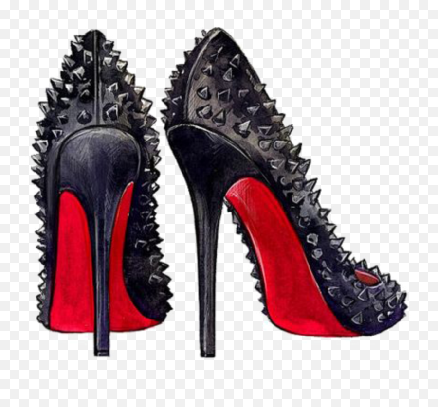 Mq Black Shoe Shoes Highheel Sticker - Christian Louboutin Illustration Emoji,High Heel Emoji