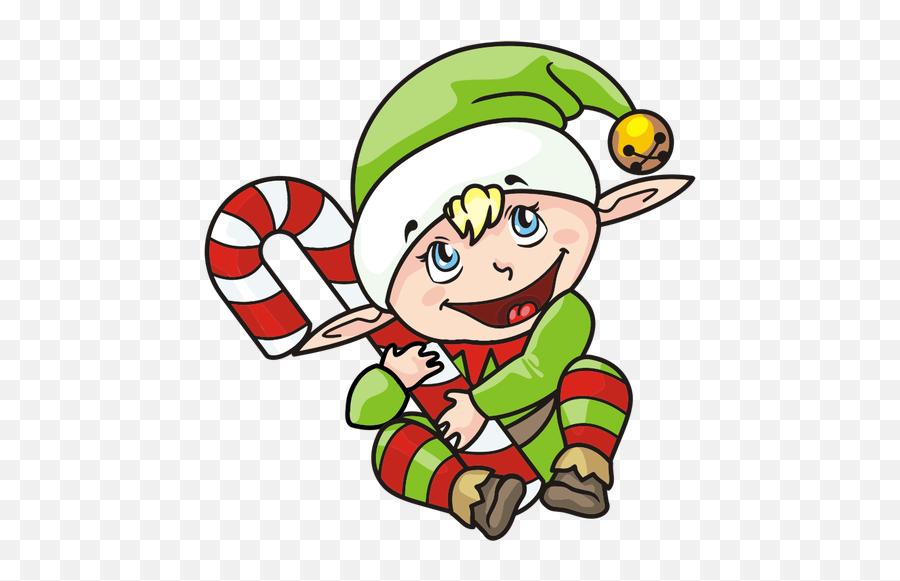 Christmas Elf Illustration - Santa Claus Elf Drawing Emoji,Candy Cane Emoji