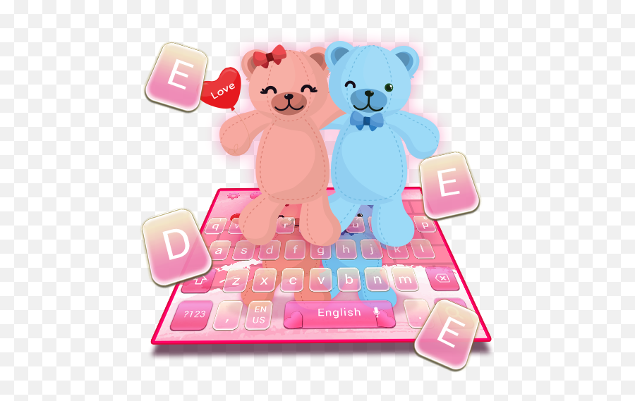 Cute Lovely Bear Couple Keyboard Theme - Teddy Bear Emoji,Bear Fire Emoji