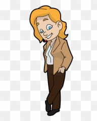 Confident Female Speaker Cartoon - Clip Art Emoji,Hand Chin Emoji