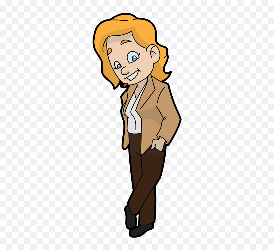Confident Female Speaker Cartoon - Clip Art Emoji,Hand Chin Emoji